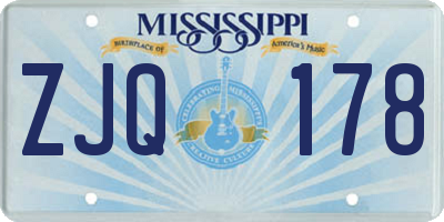 MS license plate ZJQ178
