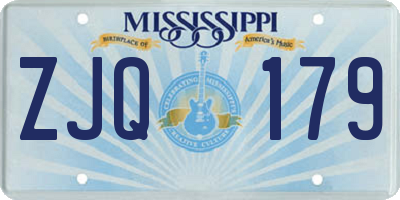 MS license plate ZJQ179