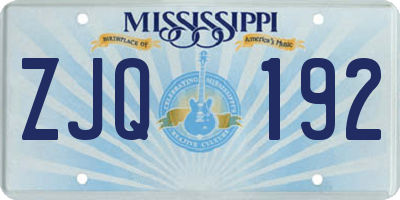 MS license plate ZJQ192