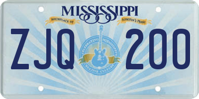 MS license plate ZJQ200