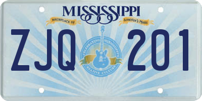 MS license plate ZJQ201
