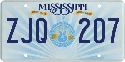 MS license plate ZJQ207