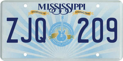 MS license plate ZJQ209