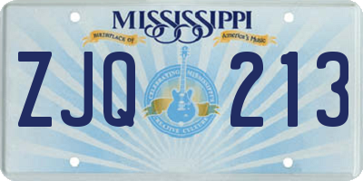 MS license plate ZJQ213