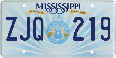 MS license plate ZJQ219