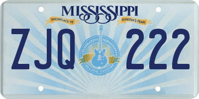 MS license plate ZJQ222