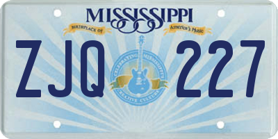 MS license plate ZJQ227