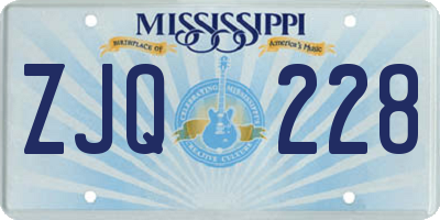 MS license plate ZJQ228