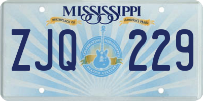 MS license plate ZJQ229