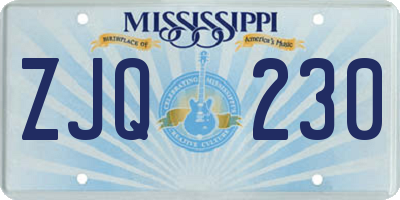 MS license plate ZJQ230