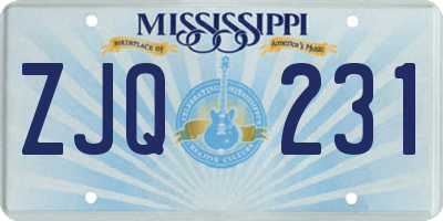 MS license plate ZJQ231