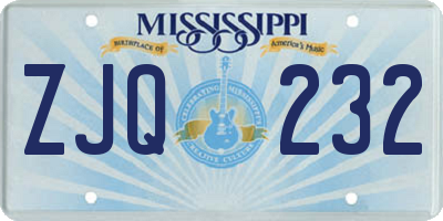 MS license plate ZJQ232