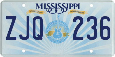 MS license plate ZJQ236