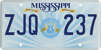 MS license plate ZJQ237