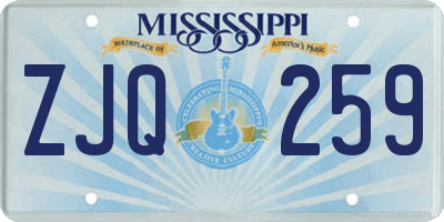 MS license plate ZJQ259