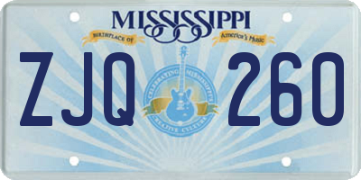 MS license plate ZJQ260