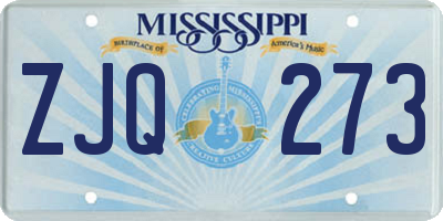 MS license plate ZJQ273