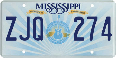 MS license plate ZJQ274