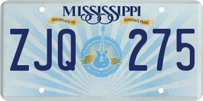 MS license plate ZJQ275