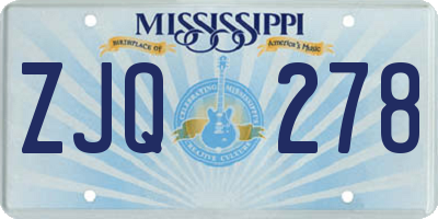 MS license plate ZJQ278