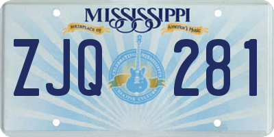 MS license plate ZJQ281