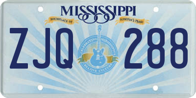 MS license plate ZJQ288
