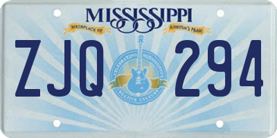 MS license plate ZJQ294