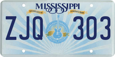 MS license plate ZJQ303