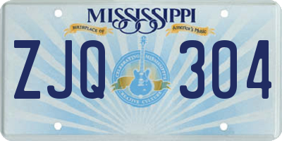 MS license plate ZJQ304