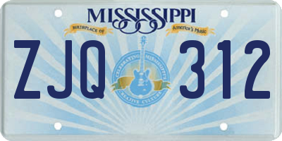 MS license plate ZJQ312