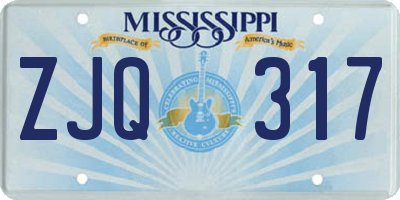 MS license plate ZJQ317