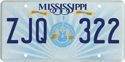 MS license plate ZJQ322