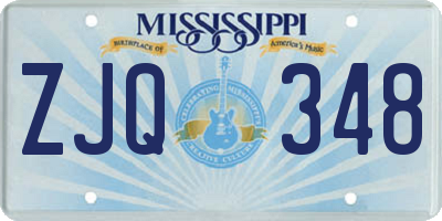MS license plate ZJQ348