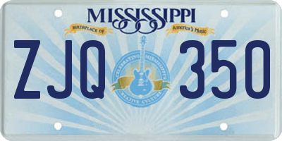 MS license plate ZJQ350