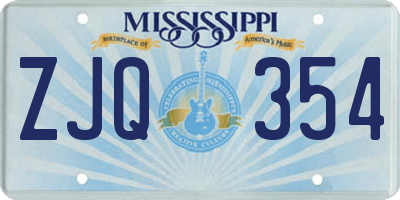 MS license plate ZJQ354