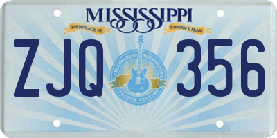 MS license plate ZJQ356