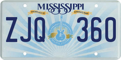 MS license plate ZJQ360
