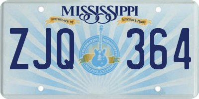 MS license plate ZJQ364
