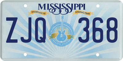 MS license plate ZJQ368