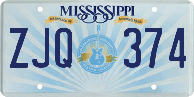 MS license plate ZJQ374
