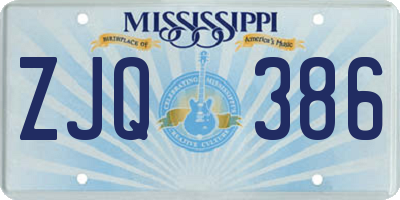 MS license plate ZJQ386