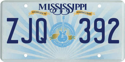 MS license plate ZJQ392