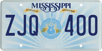 MS license plate ZJQ400