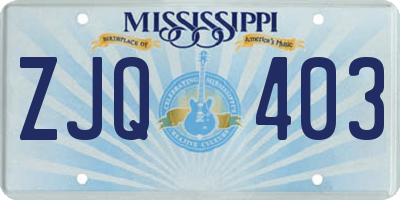 MS license plate ZJQ403