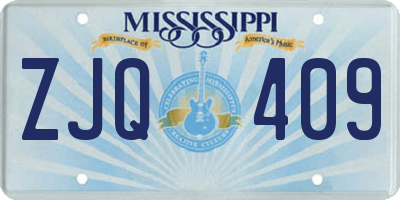 MS license plate ZJQ409