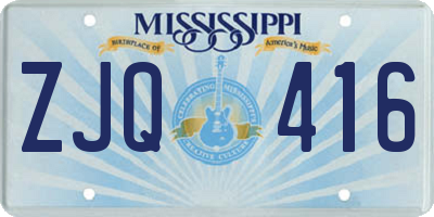 MS license plate ZJQ416