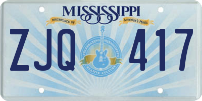MS license plate ZJQ417