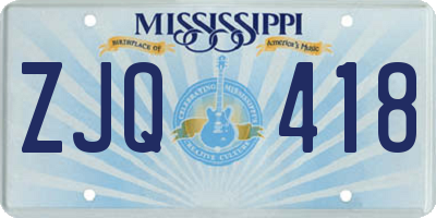 MS license plate ZJQ418