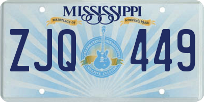 MS license plate ZJQ449