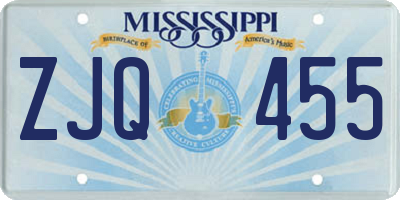 MS license plate ZJQ455
